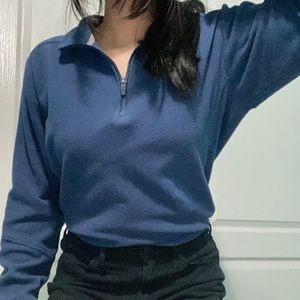 Blue LANDS END Half Zip Up Sweater